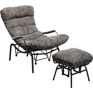 Comparateur de prix : Kare Design Fauteuil et repose-pieds en polyester gris et acier noir