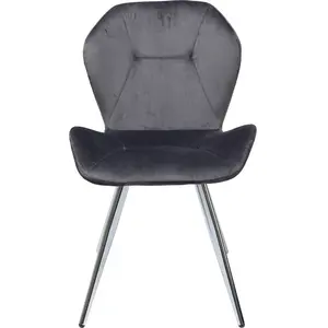 Chaise - KARE - Viva - Velours gris - Capacité 120kg - Style vintage pas cher