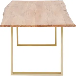 Comparateur de prix : KARE Table à manger 6 personnes en acacia brut et acier laiton L160