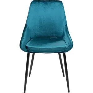 Chaise - KARE - East Side - Velours - Bleu pétrole - Intérieur pas cher