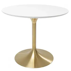 KARE Table à manger 6 personnes ronde blanche et dorée D120 pas cher