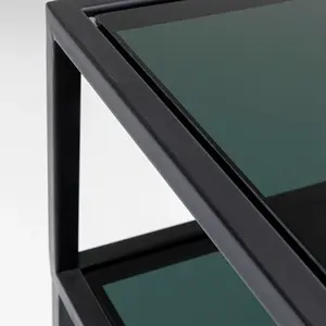 Kare Design Console double plateau verre et métal noir loft pas cher