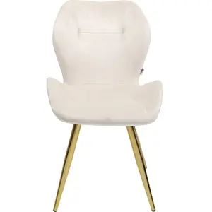 Chaise - Kare Design - Viva - Velours crème et or - Piètement doré - Style rétro pas cher