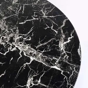 Table Veneto noire 110cm - Kare Design - Tulipe en acier - Plateau en marbre minéral