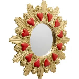 miroir coeurs enflammés 38cm pas cher