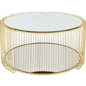 Comparateur de prix : Kare Design Table basse double plateaux en verre miroir et acier doré D80