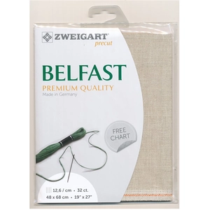 Zweigart Toile à broder Belfast 12.6 fils/cm 32 ct 48 x68 cm Marron clair pas cher