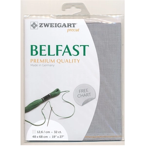 Zweigart Toile à broder Belfast 12.6 fils/cm 32 ct 48 x68 cm Gris Perle
