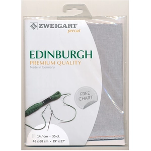 Zweigart Toile à broder Edinburgh 14 fils/cm 35 ct 48 x68 cm Bleu Gris