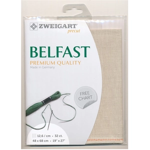 Zweigart Toile à broder Belfast 12.6 fils/cm 32 ct 48 x68 cm Beige