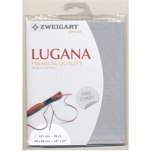 Zweigart Toile à broder Lugana 10 fils/cm 25 ct 48 x68 cm Bleu gris clair pas cher