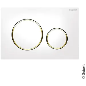 Comparateur de prix : Geberit - Plaque de déclenchement Sigma20 blanc / doré - 115.882.KK.1