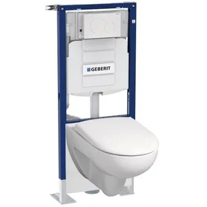 Pack wc suspendu sans bride Geberit Duofix + Bati support + plaque pas cher