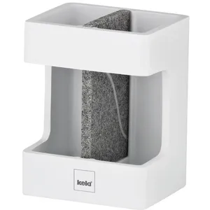 KELA Gobelet porte brosse à dents cube - Blanc pierre pas cher