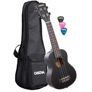 Comparateur de prix : Cascha Hh 2305 Pack Ukulélé Ténor Noir Premium Mahogany