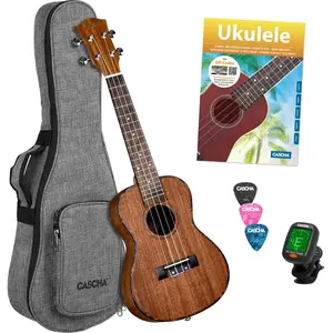 Comparateur de prix : Cascha Hh 2036 Premium Mahogany Pack Ukulélé Concert (4 Langues)