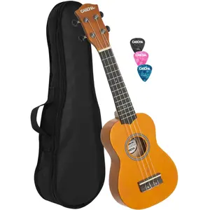 Comparateur de prix : Cascha Hh 3964 Ukulélé Soprano Jaune Avec Housse Et Médiators