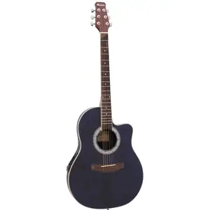 Dimavery RB-300 guitare électro-acoustique bleue flammée