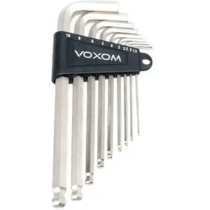 Set de clés hexagonales Voxom WK L5 Argent - Tailles 1,5/2/2,5/3/4/5/6/8/10 mm avec design en L et organisateur pas cher