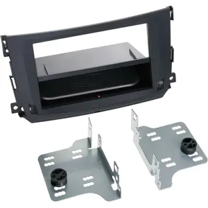ACV Kit Facade Autoradio 2din Compatible Avec Smart Fortwoo Ap10 Avec Vide Poche Induction Qi Noir