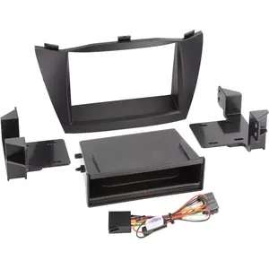 ADNAUTO Kit Facade 2DIN compatible avec Hyundai ix35 10-13 Avec vide poche Induction Qi Noir mat