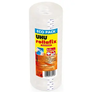 Comparateur de prix : UHU Bande adhésive Rollafix Transparent Pack de 8 rouleaux 30 m