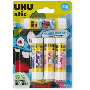 Comparateur de prix : UHU Bâton de colle 4 Stick Néon 8,2gr