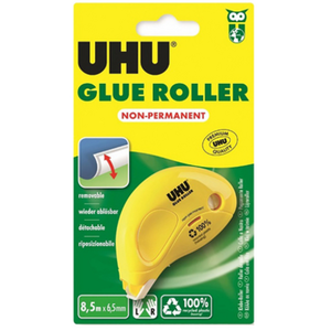 Comparateur de prix : Glue Roller - UHU - Non Permanent - 8,5m x 6,5mm - Transparent - Blanc