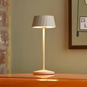 Sigor Lampe à poser LED rechargeable Facetta, beige, 22 cm, métal, CCT... pas cher