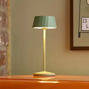 Sigor Lampe à poser rechargeable LED Facetta, verte, hauteur 22 cm, mé... pas cher