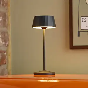 Sigor Lampe à poser LED rechargeable Facetta, noir, 22 cm, métal CCT I... pas cher