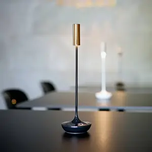 Sigor Lampe de table LED rechargeable Nucandle, noir/cuivre, IP54, int...