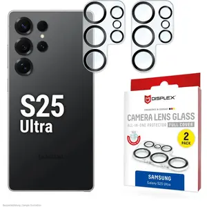 Displex 02119, Samsung, Galaxy S25 Ultra, anti-poussière, anti-choc, anti-rayures, noir, transparent, 2 pièces pas cher