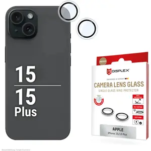 Displex 02120, Apple, iPhone 15/15 Plus, anti-poussière, anti-choc, anti-rayures, noir, transparent, 1 pièce pas cher