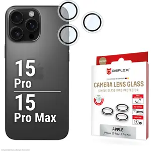 Displex 02121, Apple, iPhone 15 Pro/15 Pro Max, anti-poussière, anti-choc, anti-rayures, noir, transparent, 1 pièce pas cher