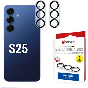 Displex 02117, Samsung, Galaxy S25, anti-poussière, anti-choc, anti-rayures, noir, transparent, 2 pièces pas cher