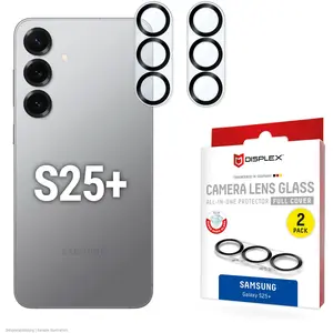 Displex 02118, Samsung, Galaxy S25+, anti-poussière, anti-choc, anti-rayures, noir, transparent, 2 pièces pas cher