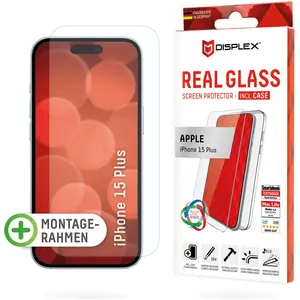 Verre trempé pour iPhone 15 Plus - Displex Premium [Pack] Real Glass + Case - Transparent pas cher