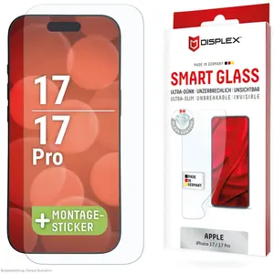 Displex Smart Glass (9H) pour Apple iPhone 17/17 Pro, autocollant de montage, incassable pas cher