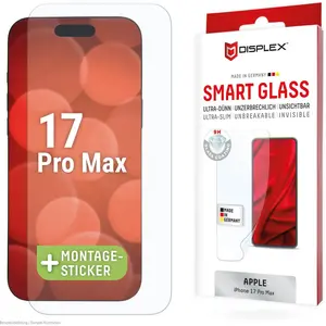 Displex Smart Glass (9H) pour Apple iPhone 17 Pro Max, autocollant de montage, incassable pas cher
