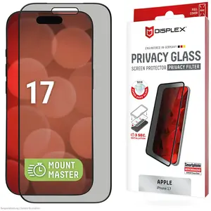 Displex Privacy Glass MountMaster (1 pcs, Apple iPhone 17), Téléphone portable : film de protection, Noir pas cher