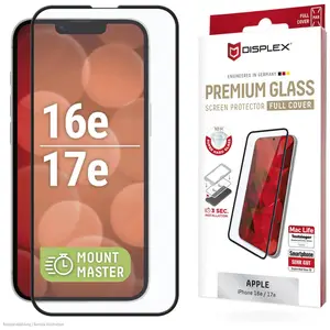 Displex Premium Glass MountMaster (1 pcs, Apple iPhone 16e, Apple iPhone 17e), Téléphone portable : film de protection, Noir, Transparent pas cher