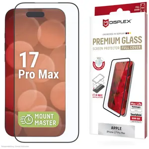 Displex Premium Glass MountMaster (1 pcs, Apple iPhone 17 Pro Max), Téléphone portable : film de protection, Noir, Transparent pas cher