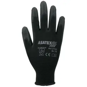 ASATEX Gant taille 8 noir EN 388 catégorie EPI II nylon avec polyuréthaneVendu paramazon