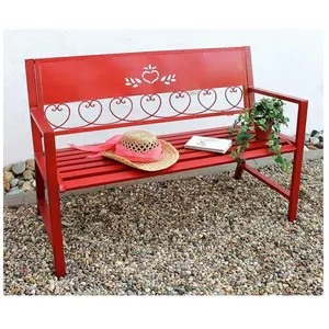 Comparateur de prix : Banc de jardin Métal Résistant aux intempéries Rouge 120 cm 2 places B...