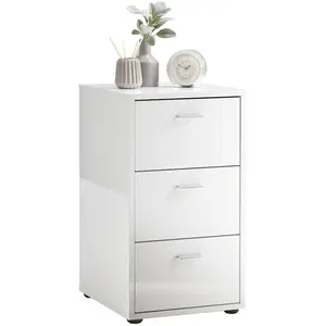 Comparateur de prix : FMD Maisonetstyles Table D'appoint 3 Tiroirs 35x39,9x62,4 Cm Blanc