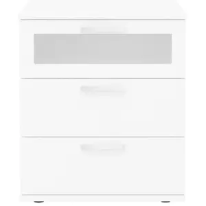 Comparateur de prix : FMD Table de chevet avec 3 tiroirs Blanc