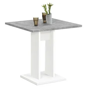 Comparateur de prix : FMD Maisonetstyles Table Bistrot Carrée 70x77,5 Cm Blanche Et Gris Béton
