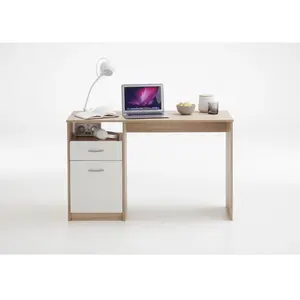 PARIS PRIX FMD Bureau avec 1 tiroir 123 x 50 x 76,5 cm Chêne et blanc pas cher