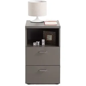 FMD Möbel Table d'appoint 2 tiroirs 35x40x61,5 cm décor taupe pas cher